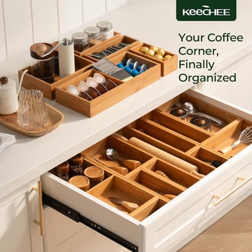 10 Piece Bamboo Drawer Organizer Set (Bundle: 10pc Organizers Set)