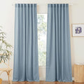 Linen Semi Sheer Curtains for Bedroom Living Room 95 inches Long (Dusty Blue / 52"W x 95"L (Pack of 2))