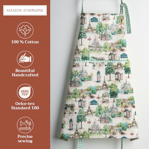 Aprons for women with Pocket 100% Cotton Pack of 1 (063 - Paris Voyage)