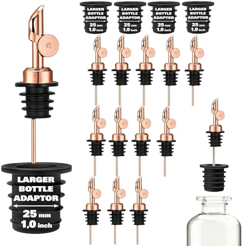 Olive Oil Pour Spout with Adapters (12 Pack Pour +Adapters / Rose gold)