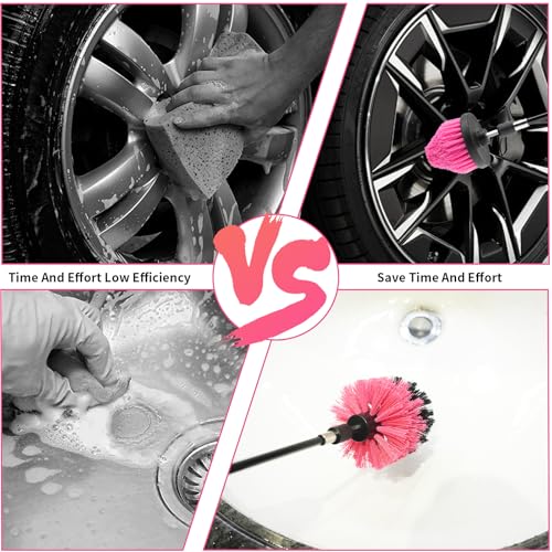 8 Pcs Drill Brush Attachment Set (Pink)