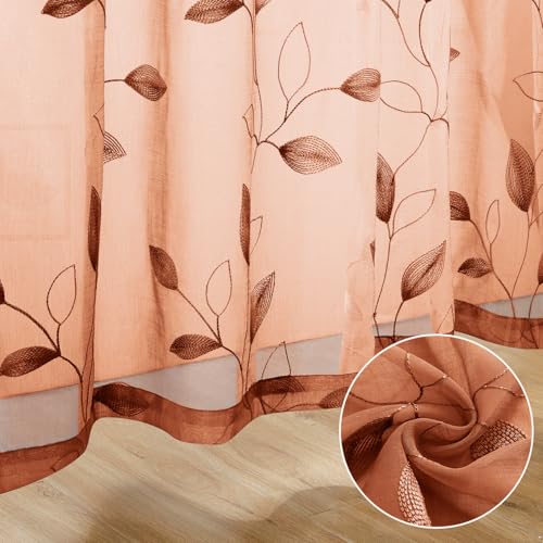 Fall Burnt Orange Sheer Curtains (52"W x 84"L (Pack of 2) / Burnt Orange)