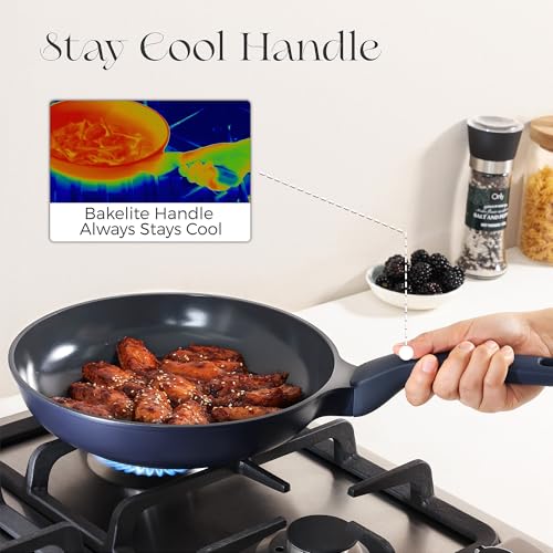 Nonstick Ceramic Frying Pan with Lid (8" W/Lid / Blueberry Mist)