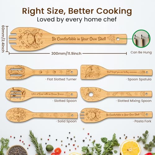 6PCS Marine Animals Wooden Kitchen Cooking Utensil Set (Marine Animals)