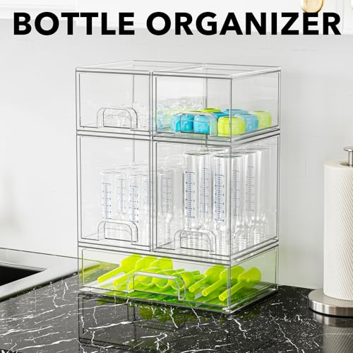 Bottle Storage Organizer Baby (15.4"H, 5 Pack, 2S2M1L / Clear)