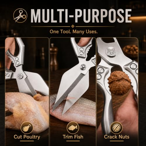 Multifunctional Heavy Duty Kitchen Shears (Silver)