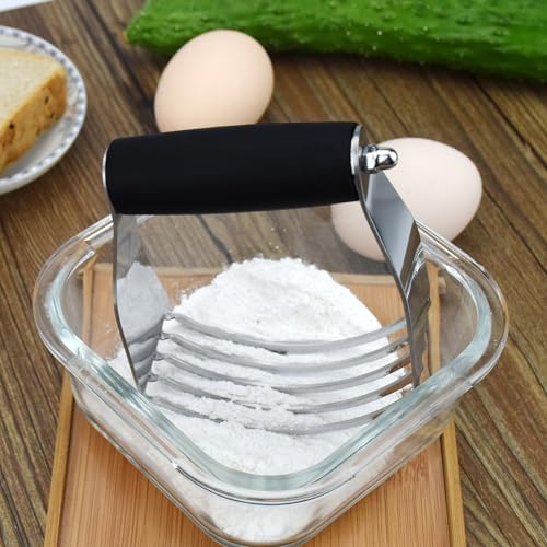 Dough Blender Heavy Duty Pastry Cutter Stainless Steel Butter Cutter Professional Baking Tool For Mixing Flour Butter (Black*2)