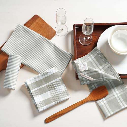 100% Cotton Kitchen Dish Cloths (13"x28" - 4 Pack / 02: Grey)