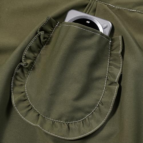 Cute Cotton Apron with Lace for Women (Medium / Army Green)