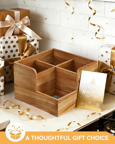 Kitchen Utensil Holder with Stone Drying Mats (WOOD COLOR)