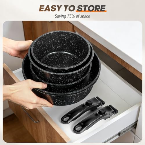 pots and Pans Set (BLACK-9PCS)