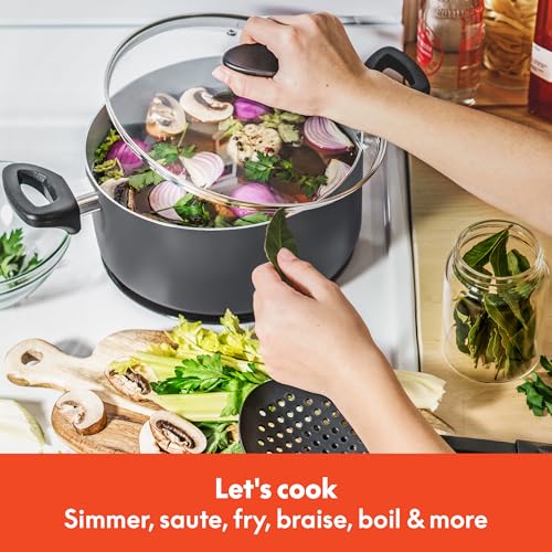 Cookware Set with Glass Lids with Nonstick (21 Piece / Black)