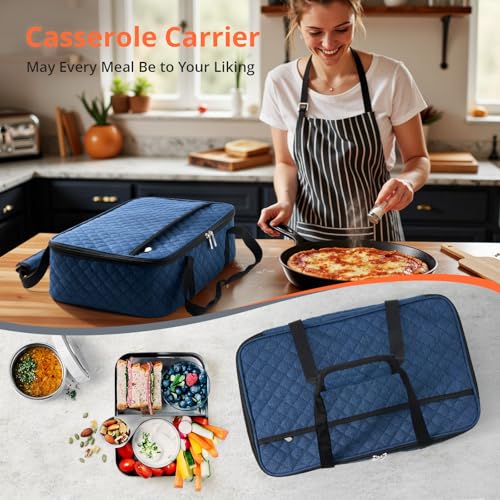 Insulated Casserole Carrier Fits 9"x13" Dish (Navy Blue)