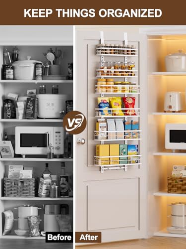 Over the Door Pantry Organizer (White / 6 Tier-M)