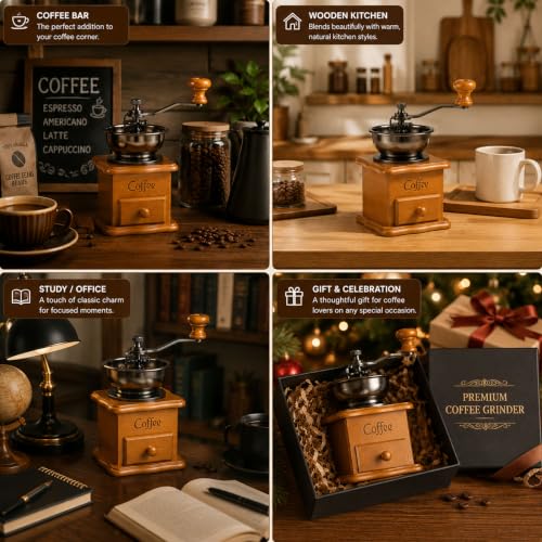 Vintage Wooden Manual Coffee Grinder (Flaxen)
