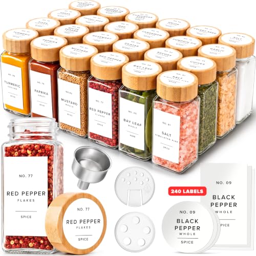 Glass Spice Jars with Label (White Labels)