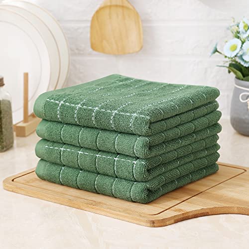 100% Cotton Terry Kitchen Towels (Grass Green / 13 X 28 - 4 Pack)