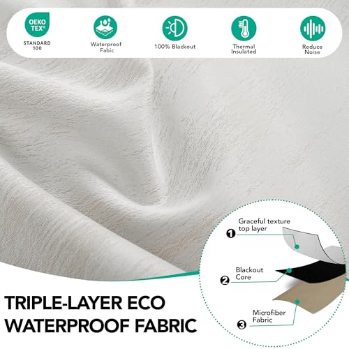 Deoconovo 100% Blackout Curtains for Living Room Nursery 84 Inch Long (Cream White/100% Blackout / 50"W x 84"L (Pack of 2))