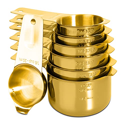 7-Piece 18/8 Stainless Steel Measuring Cups Set, Gold (7 Piece / Gold)