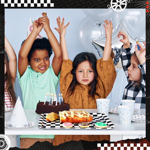 3 Pcs 13 x 10 Inch Black and White Checkered Serving Trays