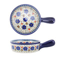Vintage Style Blue Flowers Phalaenopsis Pottery Bakeware Ceramic Casserole Dish Baking Pan Lasagna Pans Baking Dish with Handles for Oven to Table (Blue Flowers / 20 OZ)