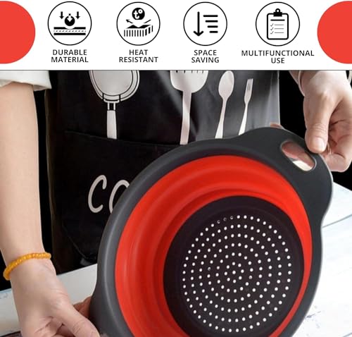 Red Round Silicone Collapsible Colander (Red 1PC)