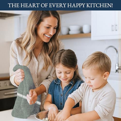 100% Cotton Dish Towels Absorbent Lint (12 Pack / 03: Olive)