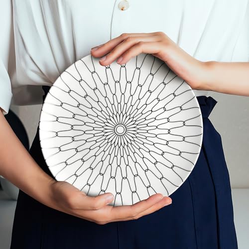 10 Inch Dinner Plates Set of 6 (White plates with black grid / 10 inch)