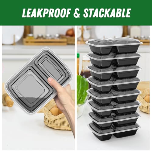 50 Pack 28 oz Meal Prep Containers with Lids 2 (Black)