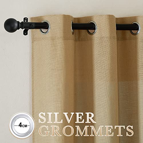 Linen Brown Curtains & Drapes Privacy with Light Filtering (52"W x 84"L (Pack of 2) / Linen Brown)