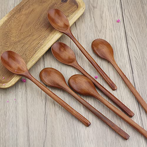 9" Korean Wooden Spoons for Eating (Brown)