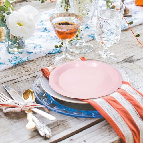 50 Pcs Light Pink Paper Plates 7 Inch Pink Dessert Plates Disposable Dinner Plates for Baby Shower Bridal Shower Birthday Party Supplies Disposable Paper Plates (light pink dinner plates / 50 Pcs)