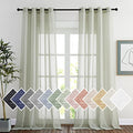 Linen Sheer Curtains for Living Room (52"W x 96"L (Pack of 2) / Sage Green)