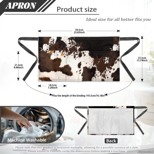Server Apron with 3 Pockets (Brown Cow Hide)