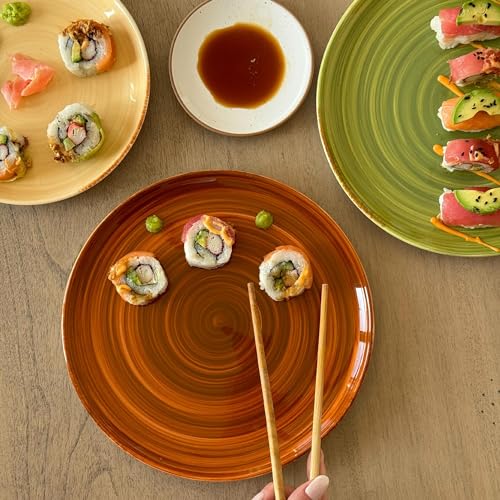 Ceramic Helix Swirl Salad Plates Set of 6 (8 In / Earth Colors)