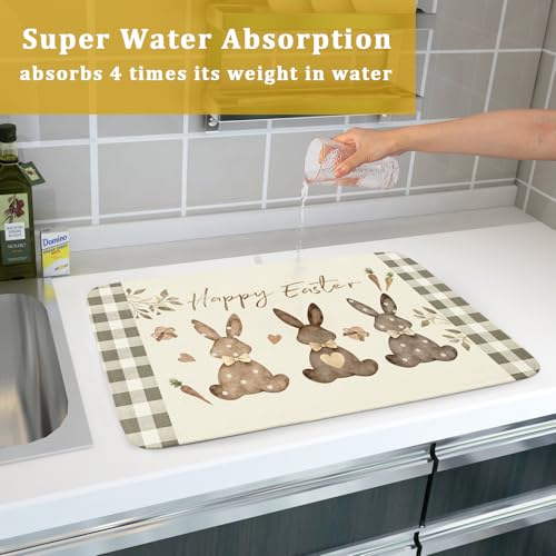 Happy Easter Dish Drying Mat for Countertop (24" x 18")