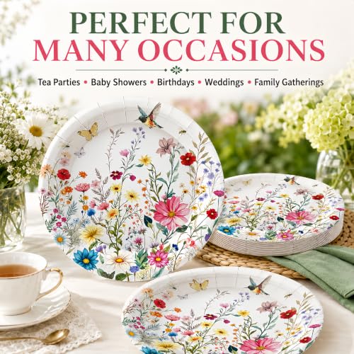50 Pack Wildflower Paper Plates