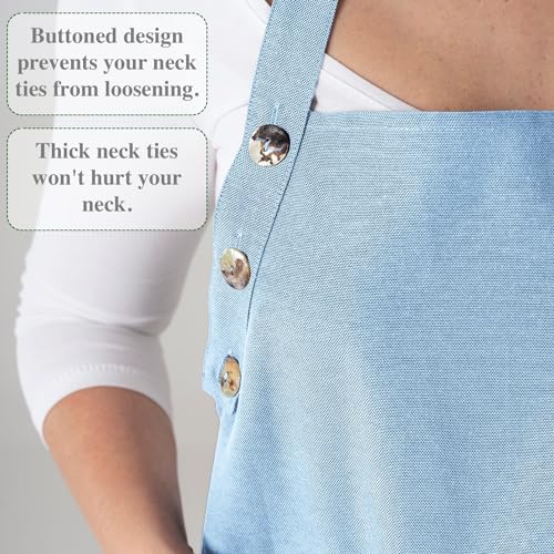 Kitchen Apron for Women & Men Waterdrop Resistant (1 Pack - Light Blue)