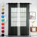 Solid Sheer Rod Pocket Curtain Voile Draperies 2 Panels White Beige Black Grey Coffee 38 Inch Width 84 Inch Long 1 Pair for Kitchen Bedroom Children Living Room Yard (Black / 38"W x 84"L (Pack of 2))