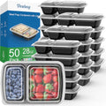 50 Pack 28 oz Meal Prep Containers with Lids 2 (Black)