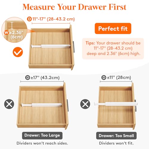2.36" Upgrade Kitchen Drawer Dividers (2.36"H, 11-17"L)