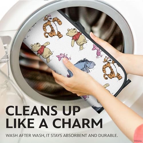 Disney Winnie the Pooh Dish Drying Mat for Kitchen Counter (16" x 18" / Pooh & The Gang (Black))
