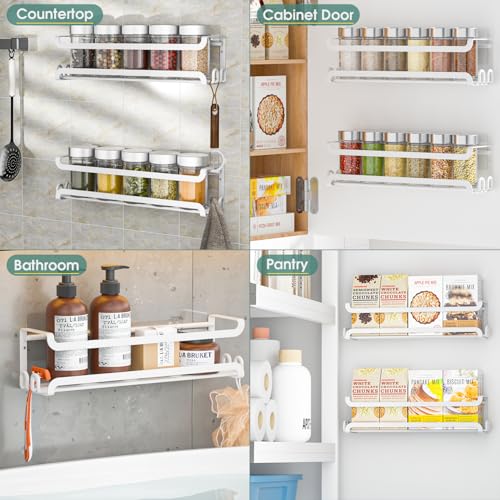 2 Pack Wall Mounted Spice Rack for Spice Jars & Seasonings (2 PACK / White)