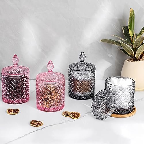 2 Pack Qtip Holder Apothecary Jars with Lid (23 oz (2 pack) / Pink)