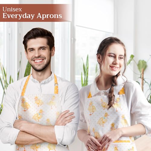 Aprons for women with Pocket 100% Cotton Pack of 1 (115 - Ducklings in Spring)