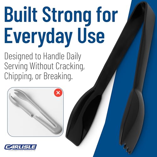 Carly Tongs Plastic Serving Tongs (6.44 Inches / Pack of 1 / Black)