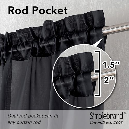 Black Sheer Curtains 120 Inches Long (Black / 59"W x 120"L (Pack of 2))