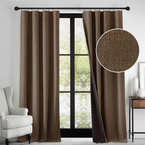 Brown 100% Blackout Curtains 84 Inches Long for Bedroom Nursery (Brown / 52"W x 84"L (Pack of 2))