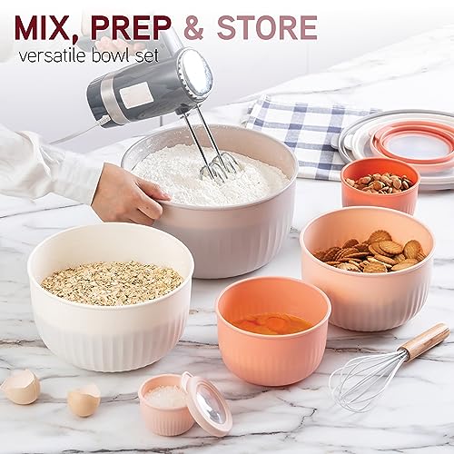 Prep Bowls with Lids (Grey/Pink / 12 Piece Set - Deep Bowls)