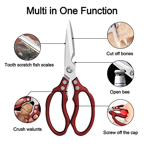 Kitchen Scissors All Purpose Heavy Duty (Red)